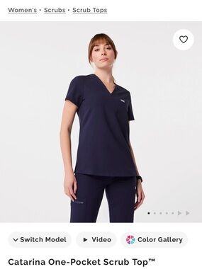 Figs Catarina One-Pocket Scrub Top - Navy Medium